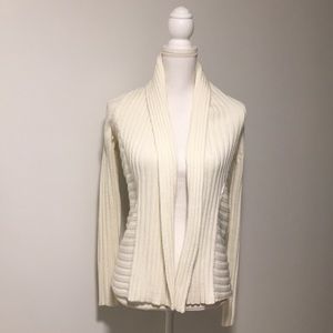 Frenchi cream ribbed cardigan sweater cowlneck